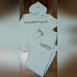 Essentials Fear of God Sycamore Green Knit Hoodie and Jogger Set Size Small